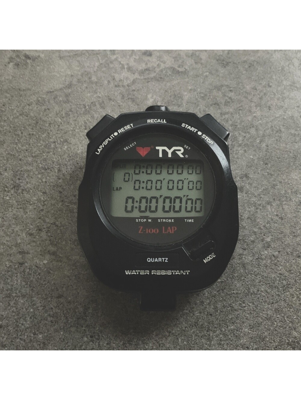 TYR Z100 Professional Stopwatch Lap & Pace Timer Tested & Works Bin K